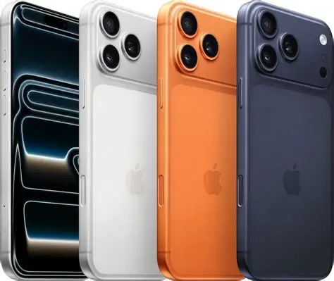 iPhone 17 Pro Max en Titane poli avec nouvel écran sans bordure et quadruple capteur photo.